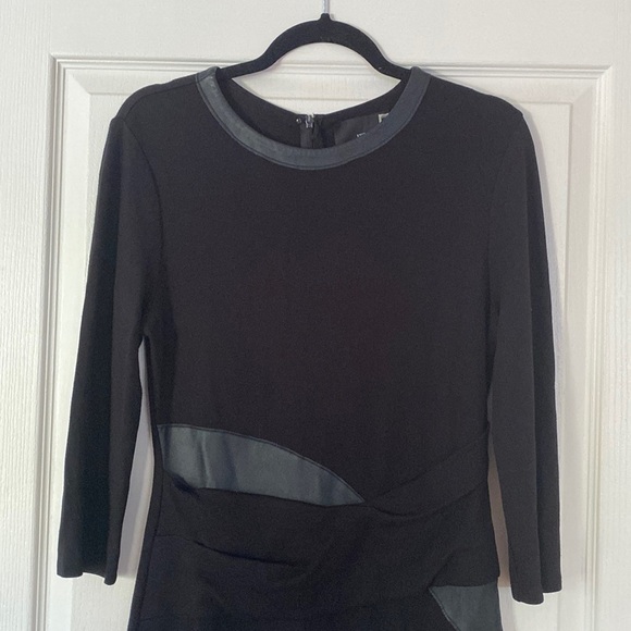 Steffen Schraut black dress with faux leather detail long sleeves Size 40/Large - Picture 4 of 11